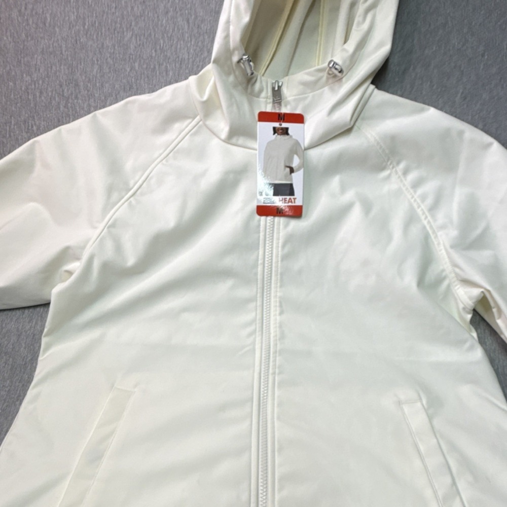 32 Degrees Women's Ivory Hooded Softshell Jacket Full Zip Pockets Size M